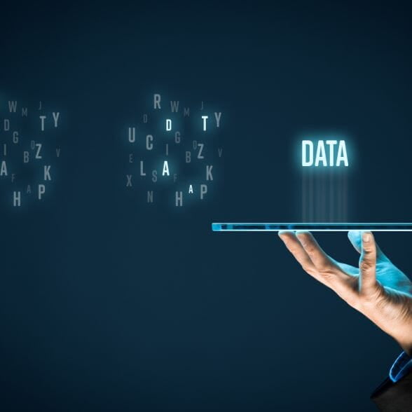 Data served on a plate and many characters representing additional unstructured data.